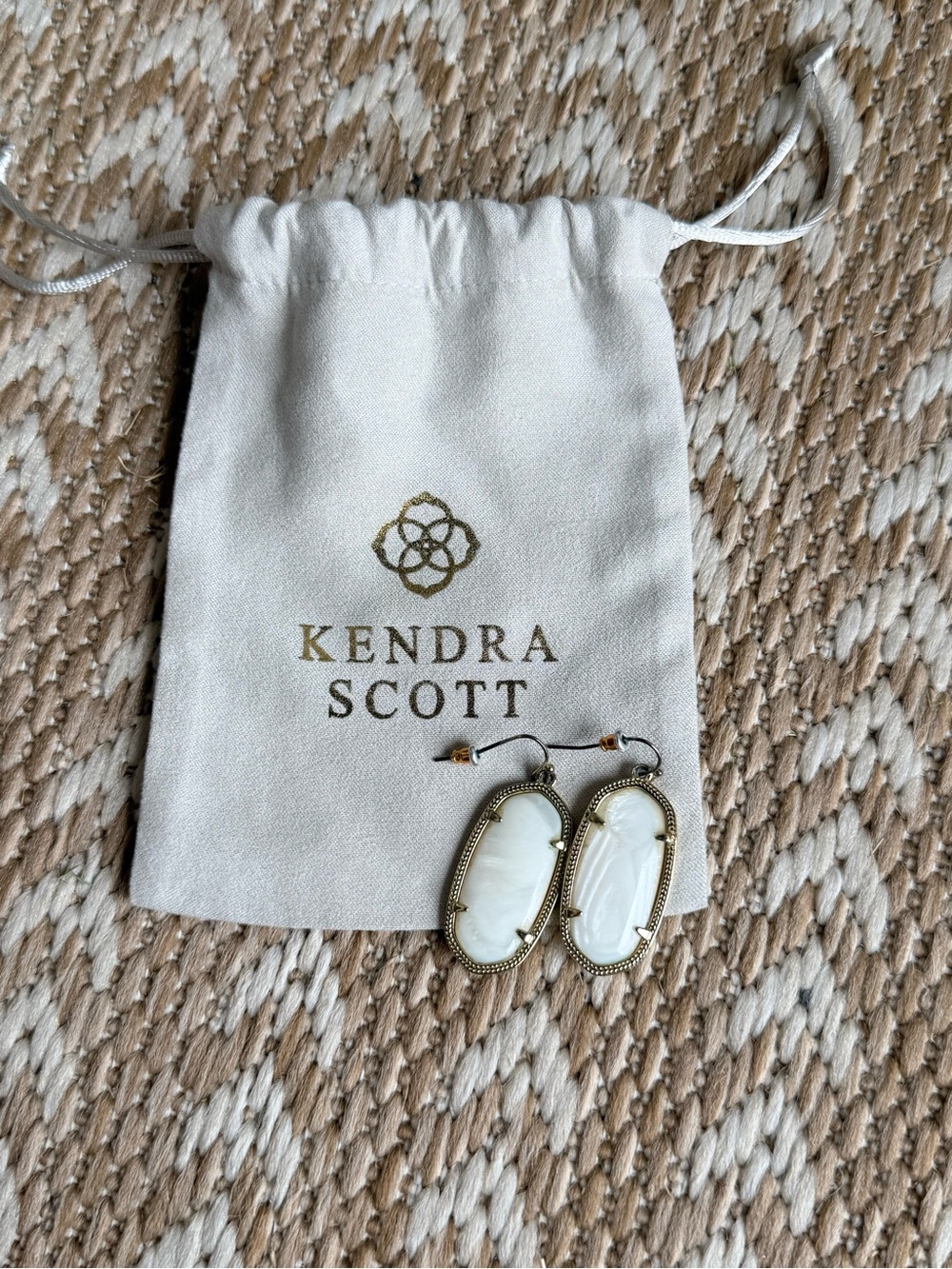Kendra Scott White and Gold Elle-Inspired Drop Earrings